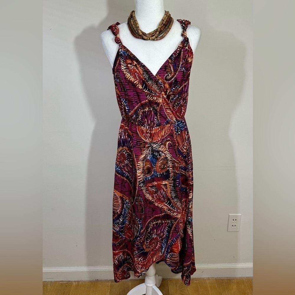 London Times sz 6 beach , resort, cruise coverup midi length sheer, colorful